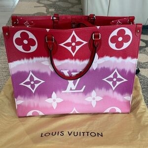 Louis Vuitton Red and Pink Ombre Neverfull Tote Bag